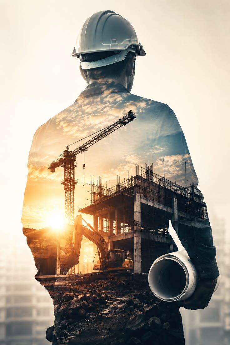 Architect working on construction plans